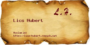 Lics Hubert névjegykártya